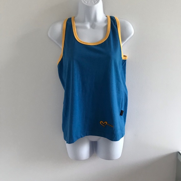 NWOT Mambo Women’s Blue & Yellow 100% Cotton Jersey Summer Festival Tank Top Y2K - Picture 12 of 14